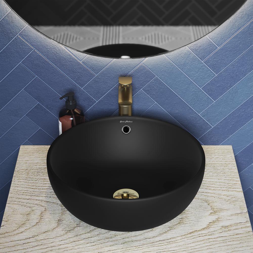 Sublime 17” Round Vessel Sink in Matte Black. Picture 19