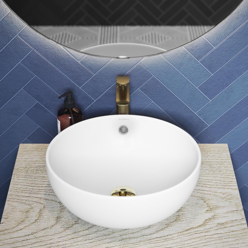 Sublime 17” Round Vessel Sink in Matte White. Picture 18