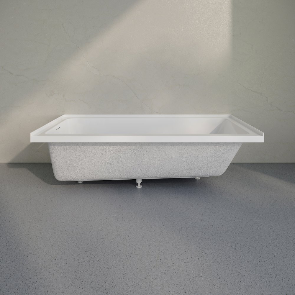 Left Drain Soaking Alcove Bathtub in Glossy White with Integrated Armrest. Picture 6