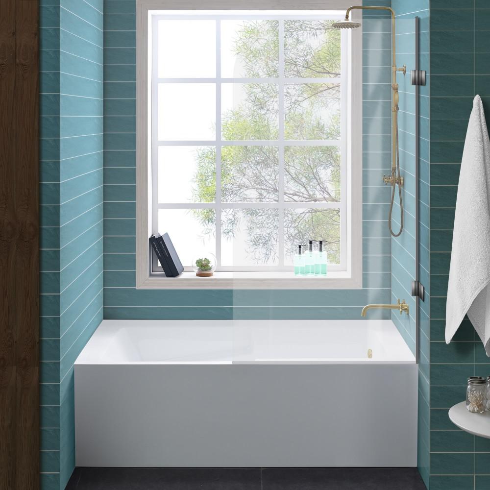 Voltaire 54" x 30" Left-Hand Drain Alcove Bathtub with Apron & Armrest. Picture 2