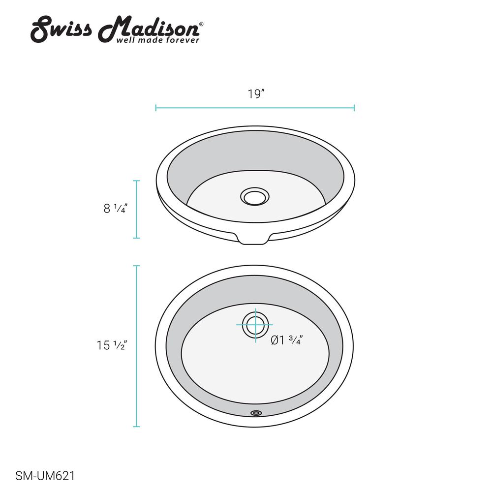 Monaco 18 Oval Under-Mount Bathroom Sink. Picture 15