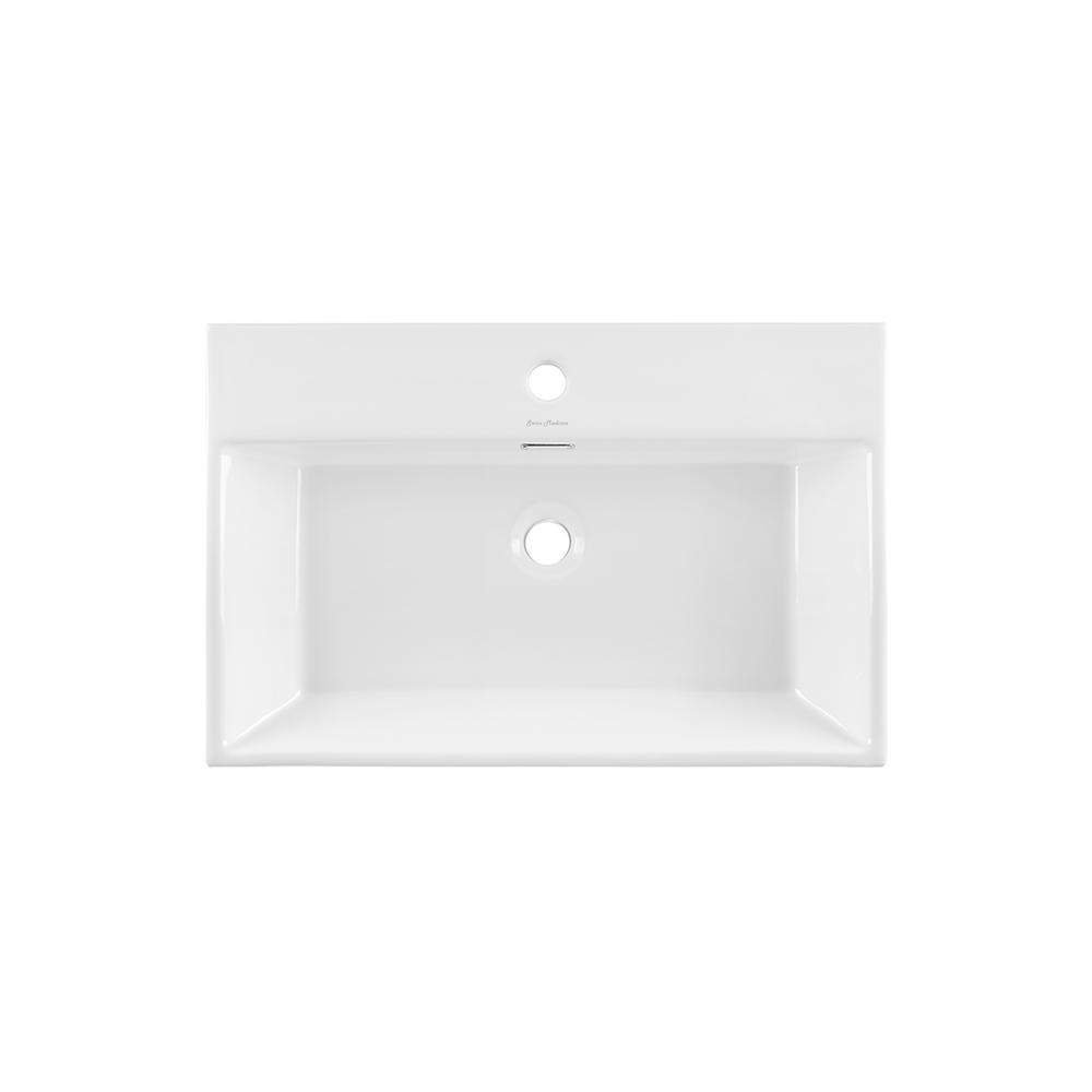 Claire 24 Ceramic Console Sink White Basin Matte White Legs. Picture 4