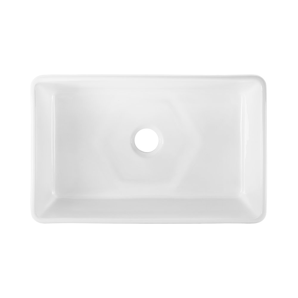 Elegance 30" x 20" Single Basin Fireclay Farmhouse Kitchen Sink in Glossy White. Picture 2