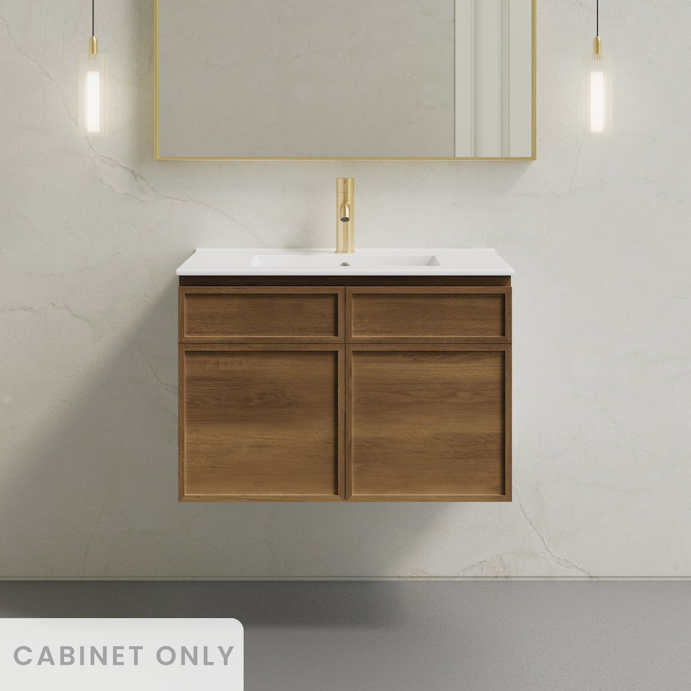 St. Tropez 30" Wall-Mounted Bathroom Vanity Cabinet without Top in Brown Oak. Picture 2
