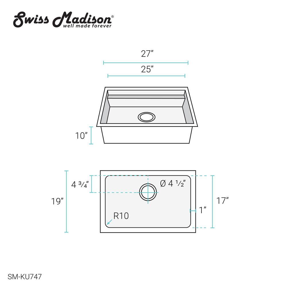 Rivage 27 x 19 Single Basin Undermount Kitchen Workstation Sink. Picture 20