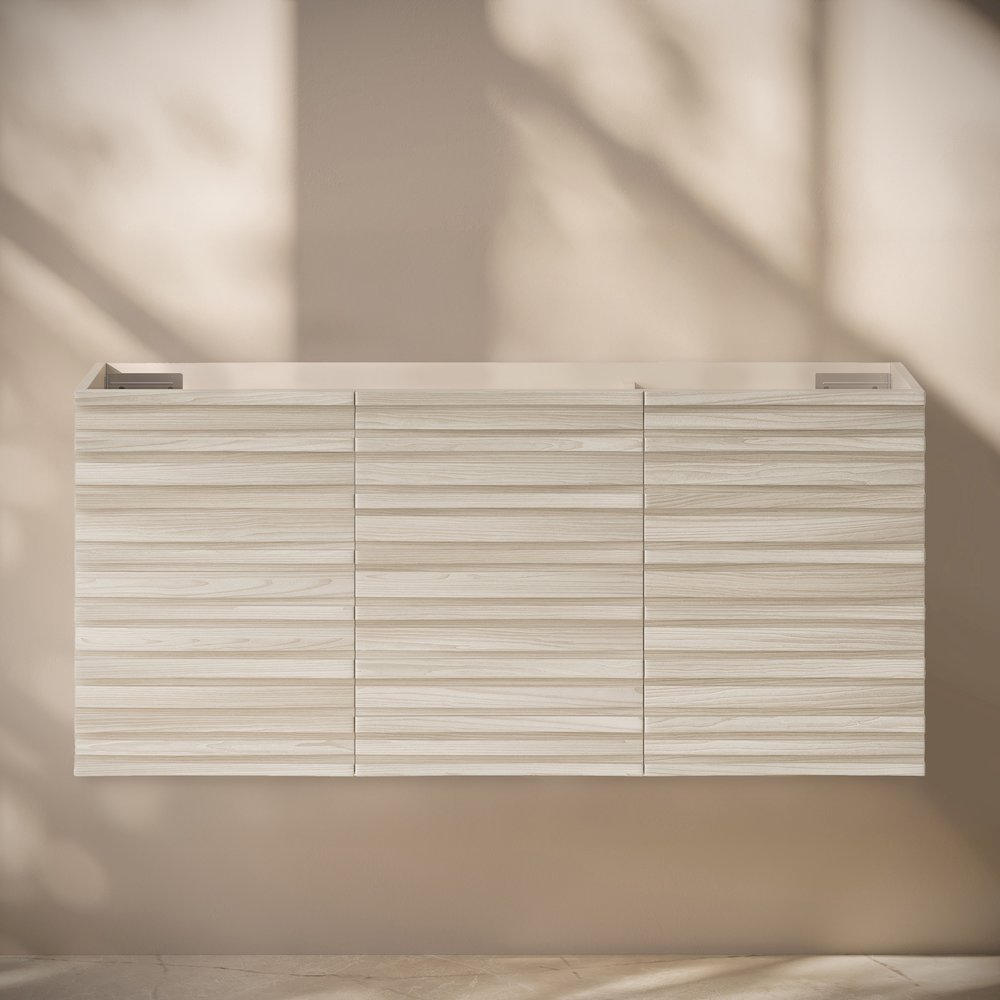 Cascade 48" Wall-Mounted Bathroom Vanity Cabinet without Top in White Oak. Picture 6