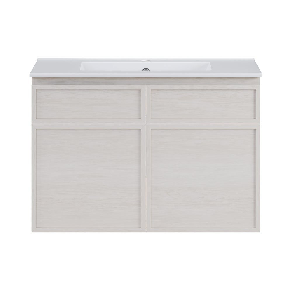 St. Tropez 30" Wall-Mounted Bathroom Vanity in White Oak with Sink Top. Picture 1