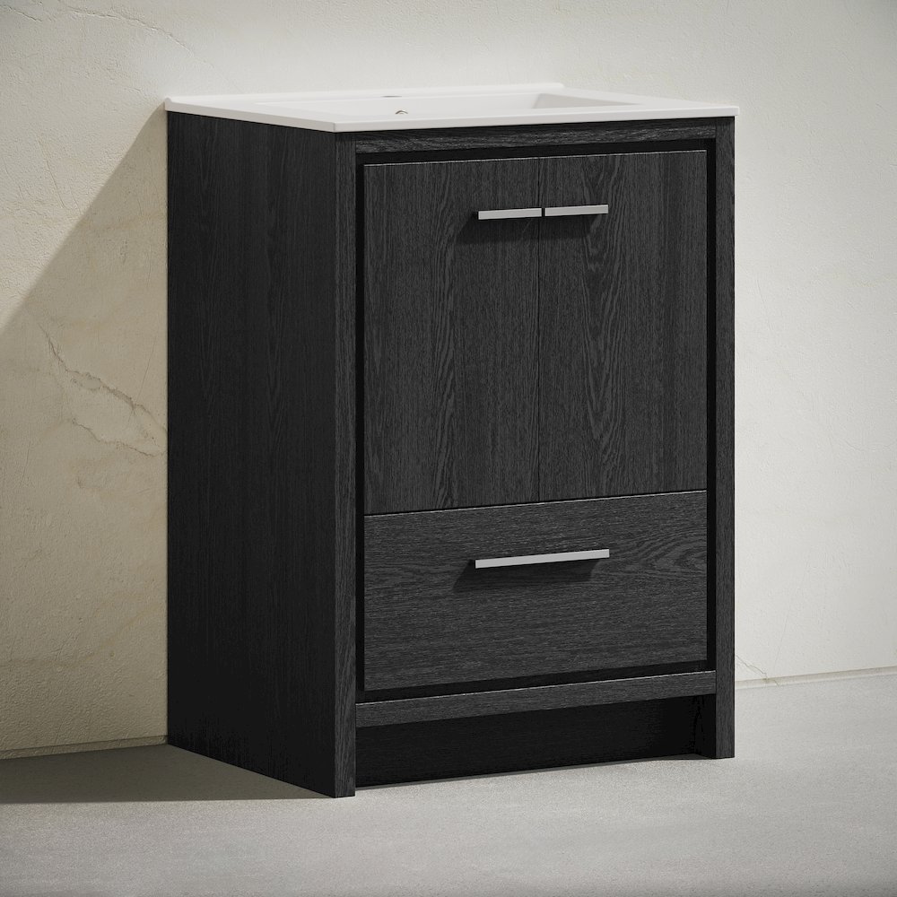 Virage 24" Freestanding Bathroom Vanity in Black Oak with Sink Top. Picture 3