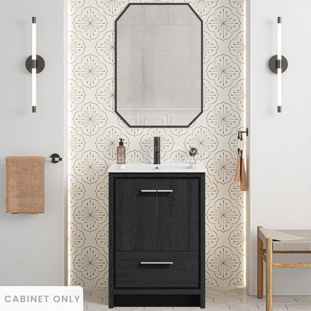 Virage 24" Freestanding Bathroom Vanity in Black Oak without Sink Top. Picture 2
