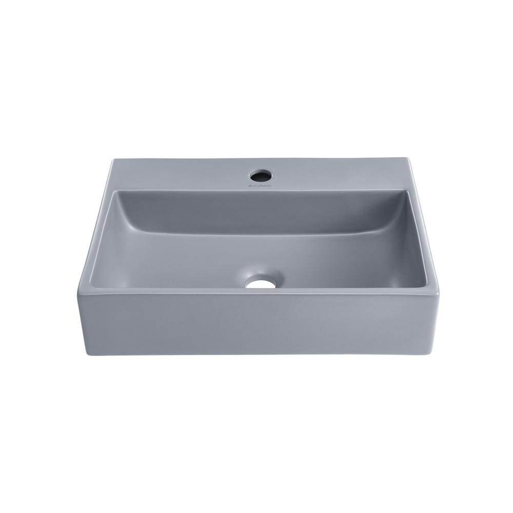 Claire 20"  Rectangle Ceramic Vessel Sink in Matte Grey. Picture 1