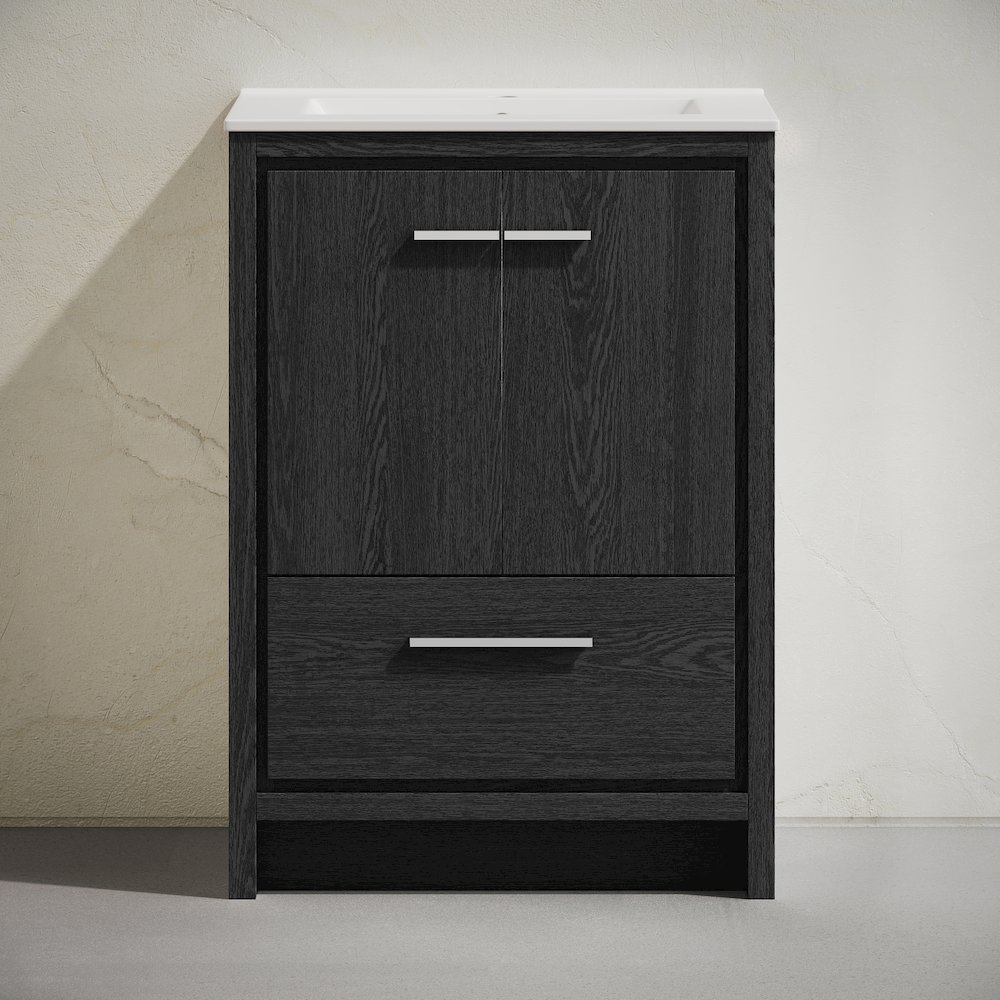 Virage 24" Freestanding Bathroom Vanity in Black Oak with Sink Top. Picture 5