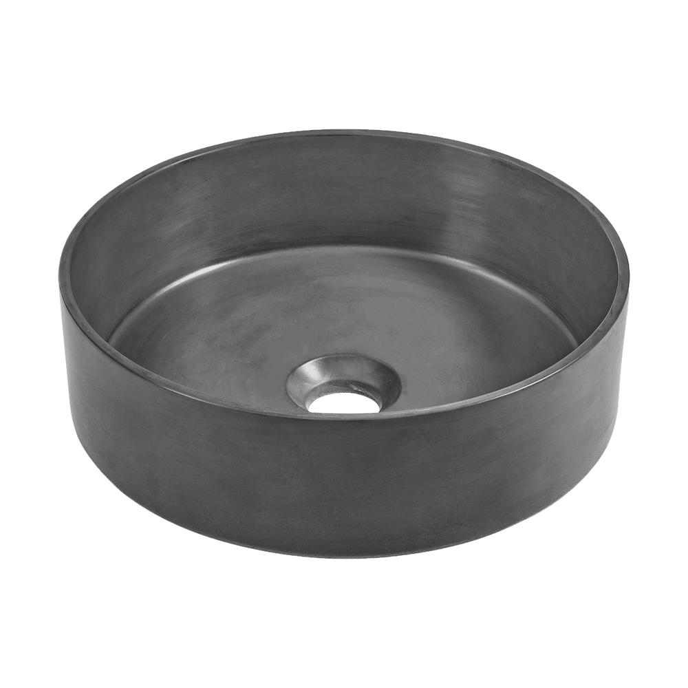 Lisse 14.5” Round Concrete Vessel Bathroom Sink in Dark Grey. Picture 1