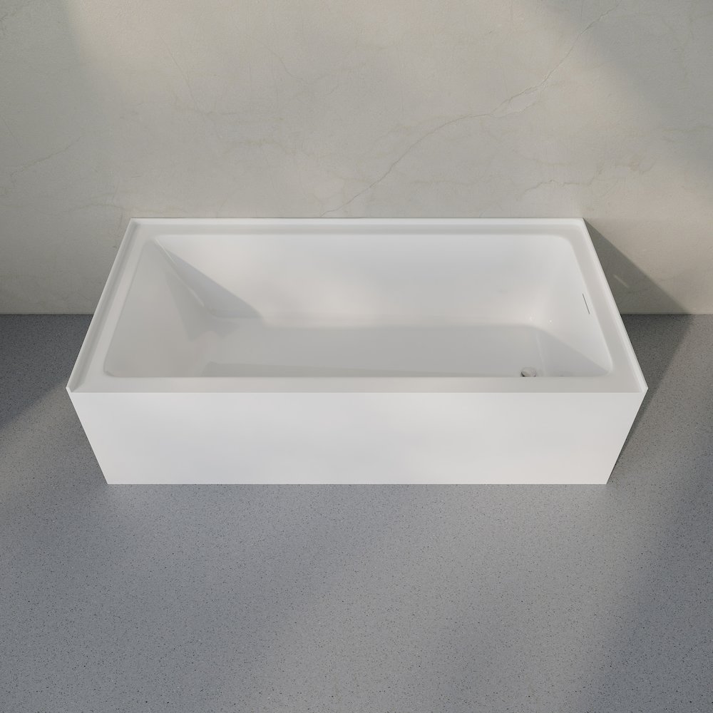 Skirted Right Drain Soaking Alcove Bathtub in Glossy White, Drain Included. Picture 6