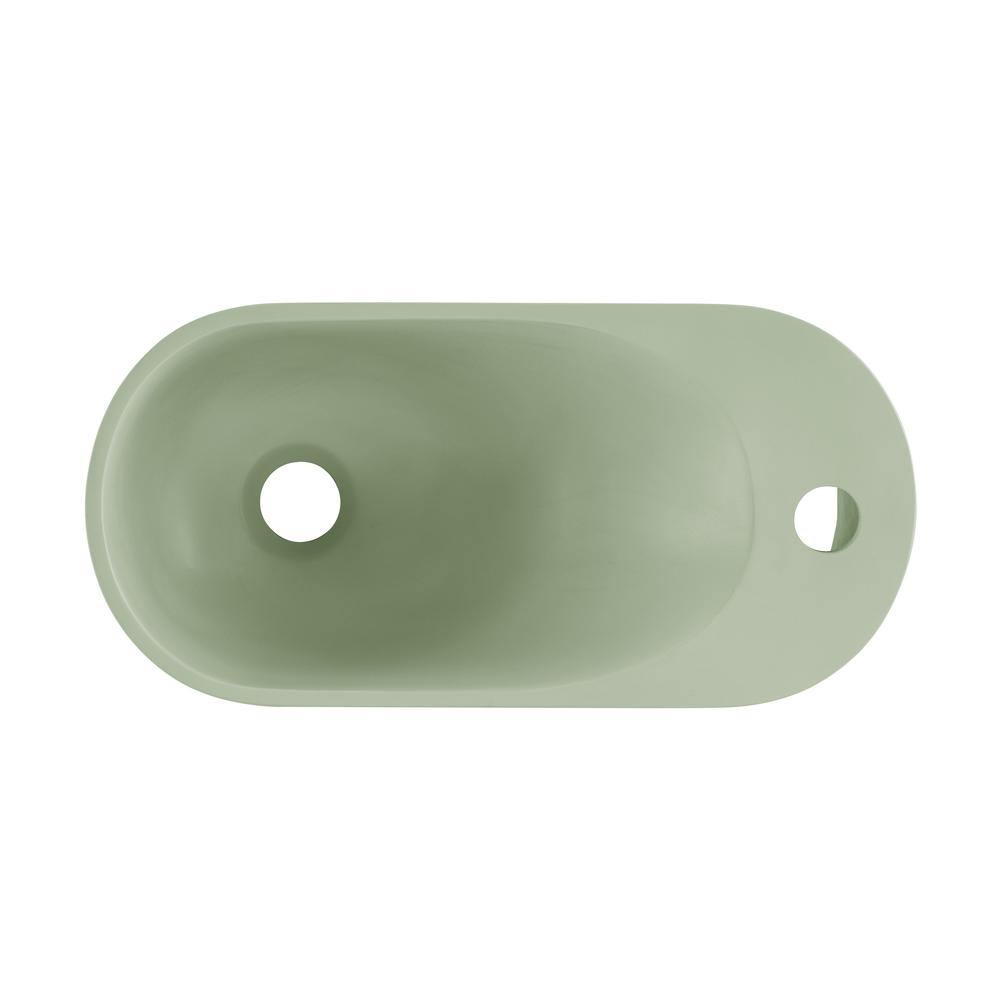 Terre 17.5" Right Side Faucet Wall-Mount Bathroom Sink in Palm Green. Picture 6