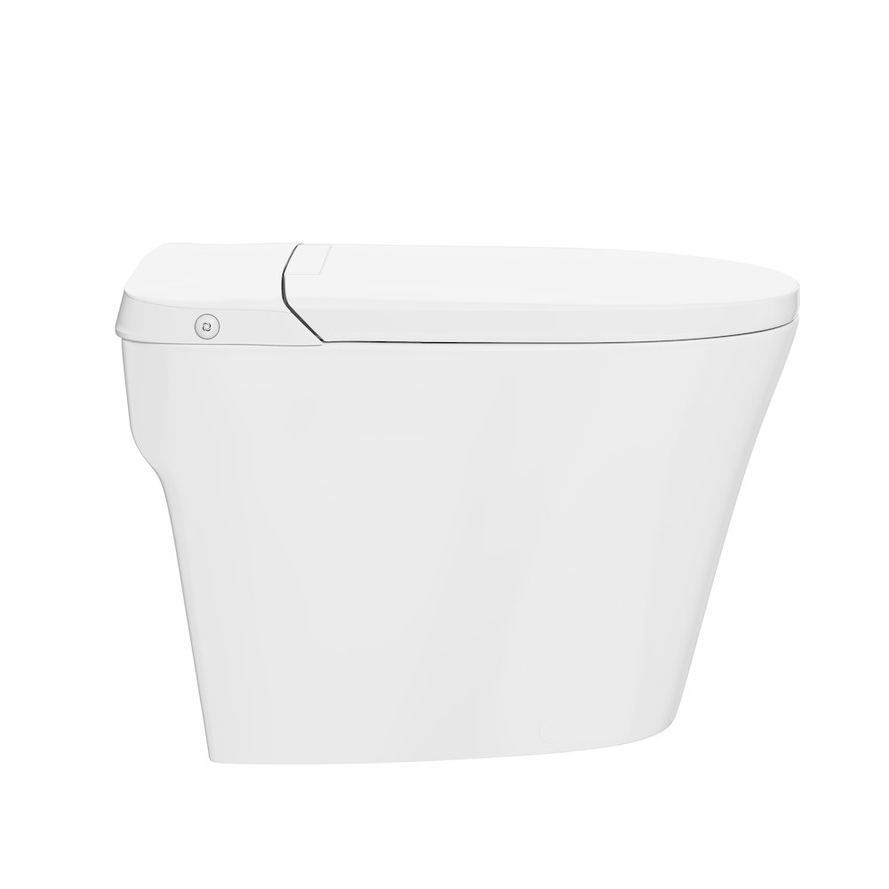 Hugo One-Piece 12" Rough-in 1.1 GPF Top Flush Elongated Toilet in Glossy White. Picture 9