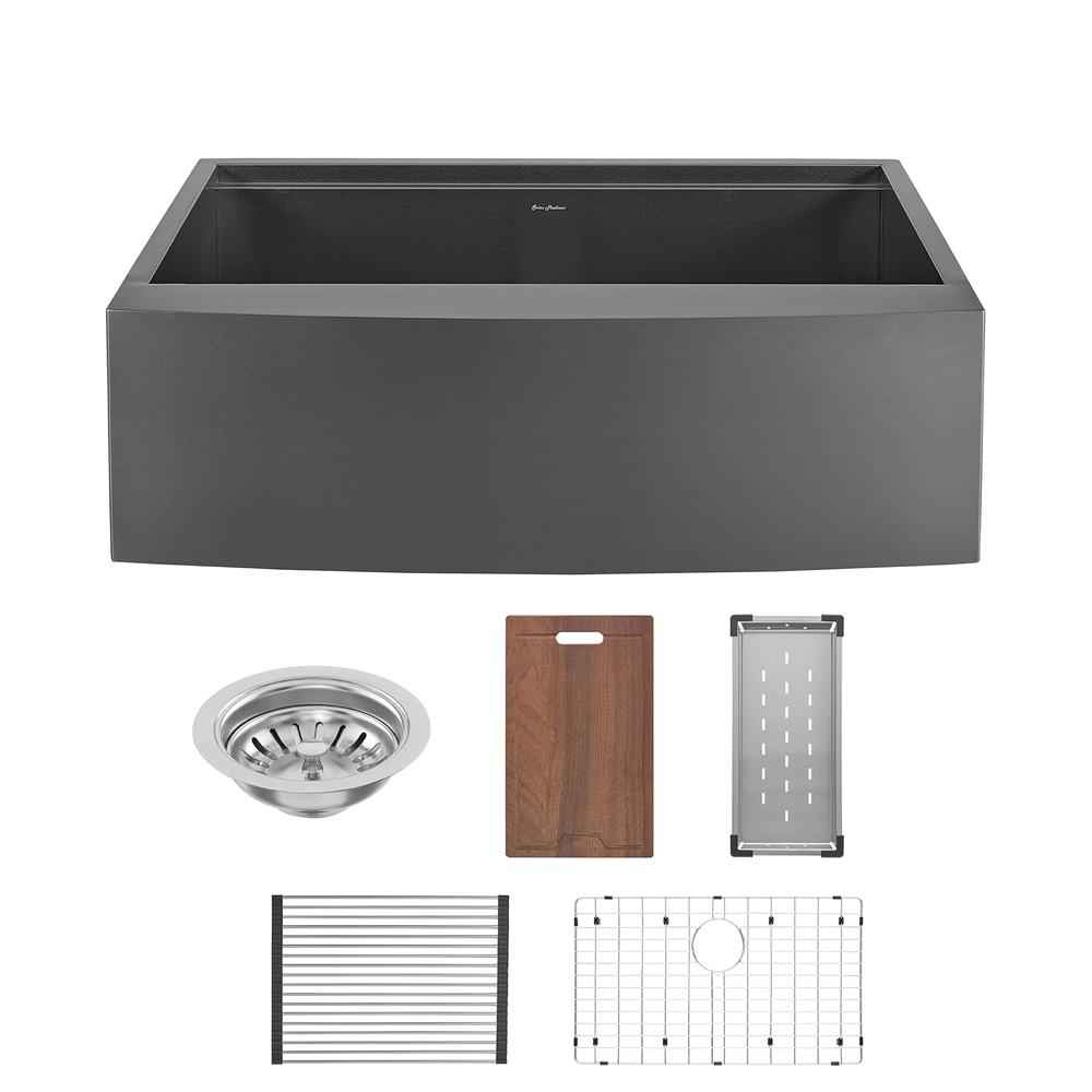 Stainless Steel, Single Basin, Farmhouse Kitchen Workstation Sink with Apron. Picture 4