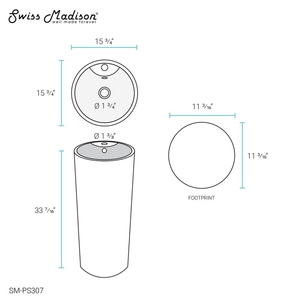 Monaco Circular Basin Pedestal sink. Picture 10
