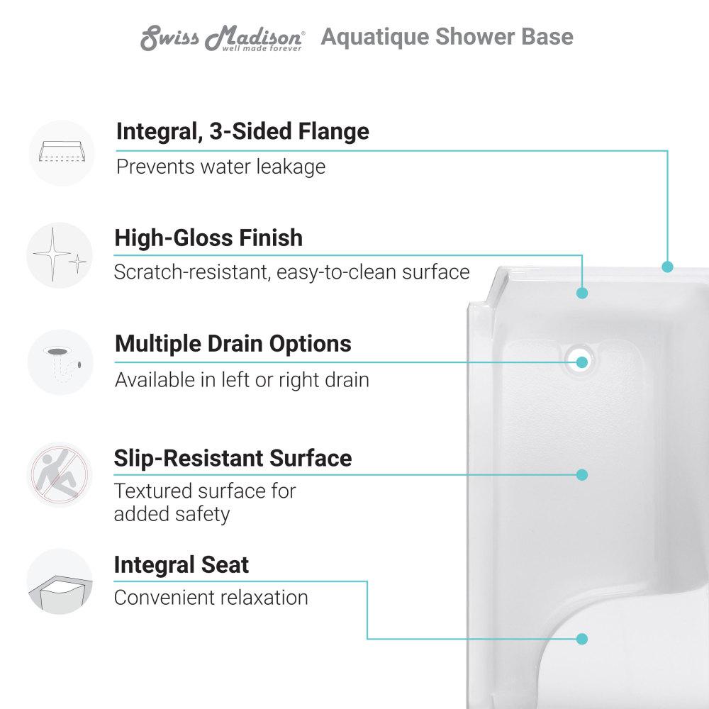 60" x 32" Single Threshold Shower Base With Right Hand Drain. Picture 3