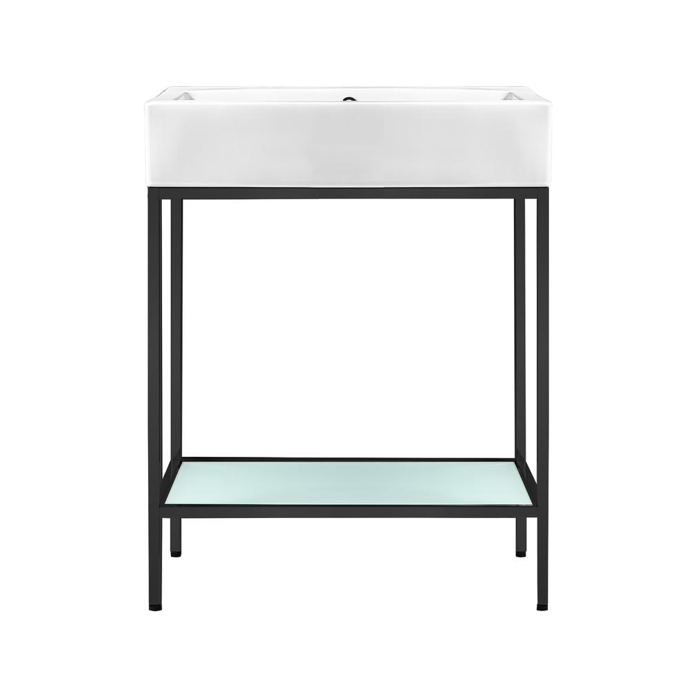 Pierre 24 Single, Freestanding, Matte Black Metal Frame Bathroom Vanity. Picture 1