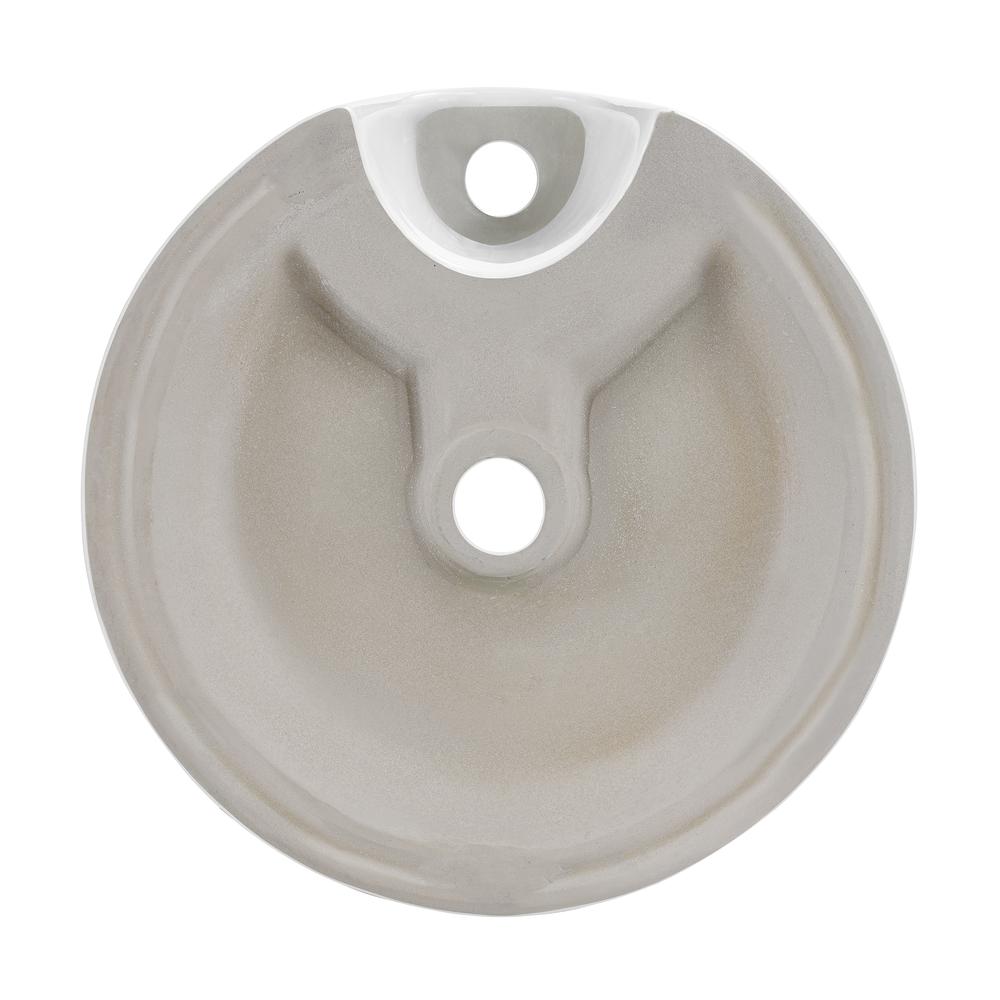 Round Console Sink with Faucet Mount, White Basin Matte Black Legs. Picture 5