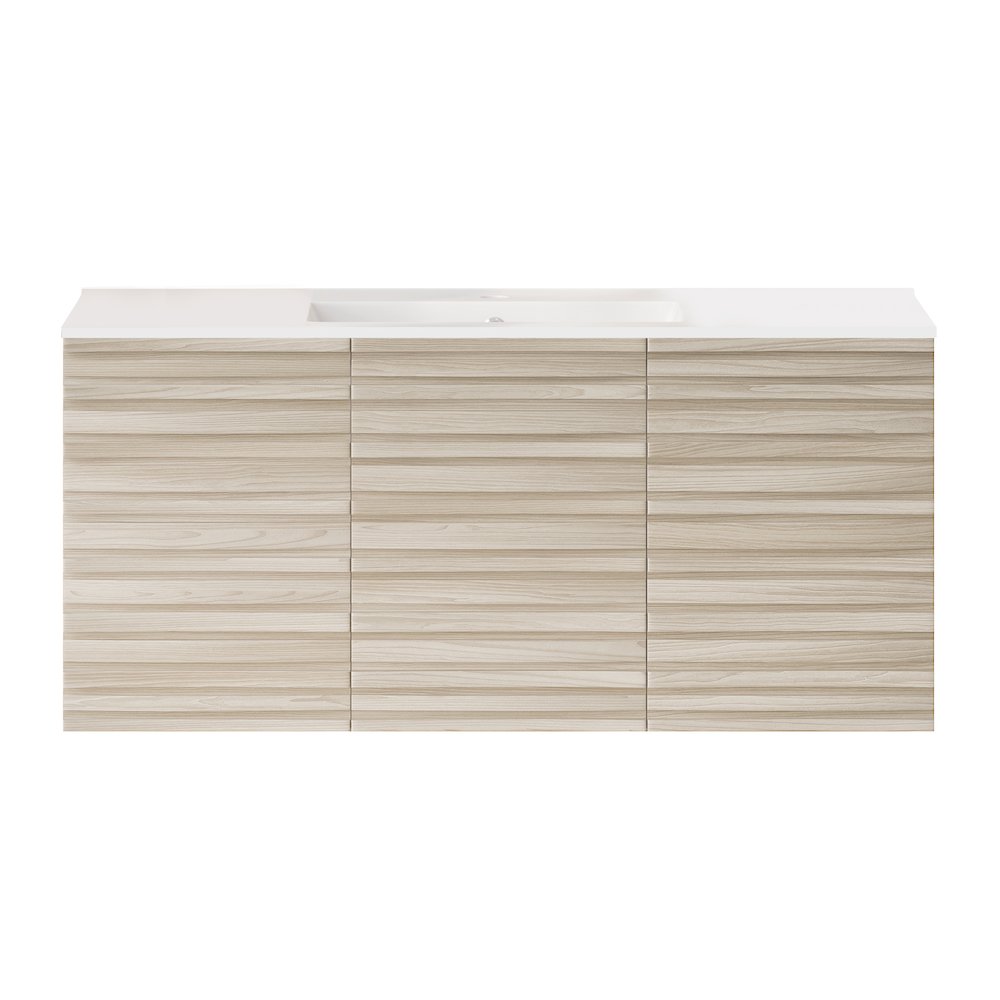 Cascade 48" Wall-Mounted Bathroom Vanity in White Oak with Sink Top. Picture 1