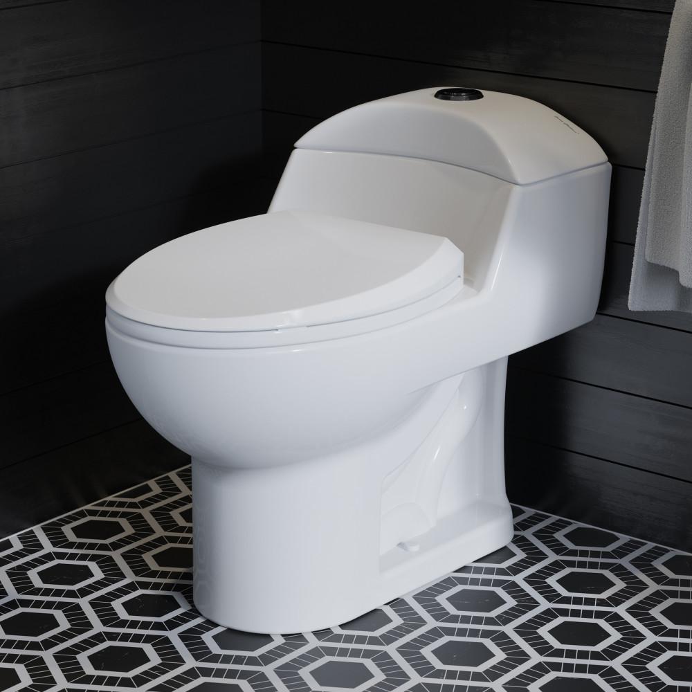 Chateau One Piece Elongated Toilet Dual Flush, Black Hardware 1.1/1.6 gpf. Picture 2