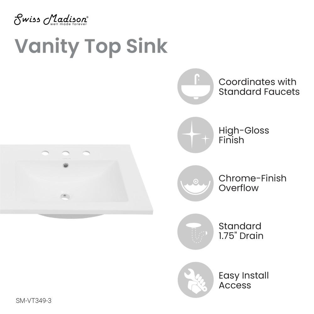 48" Ceramic Vanity Top Double Basins with 3 Holes. Picture 2
