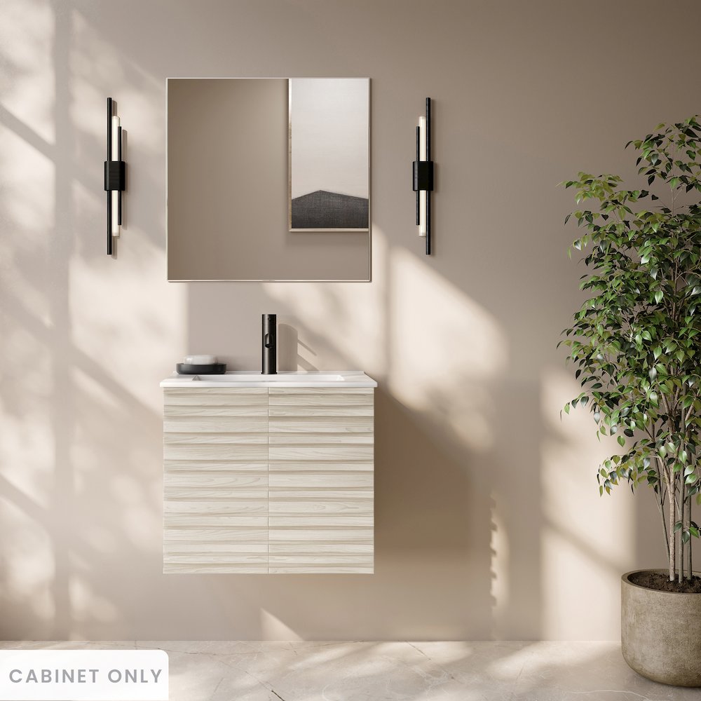 Cascade 24" Wall-Mounted Bathroom Vanity Cabinet without Top in White Oak. Picture 2