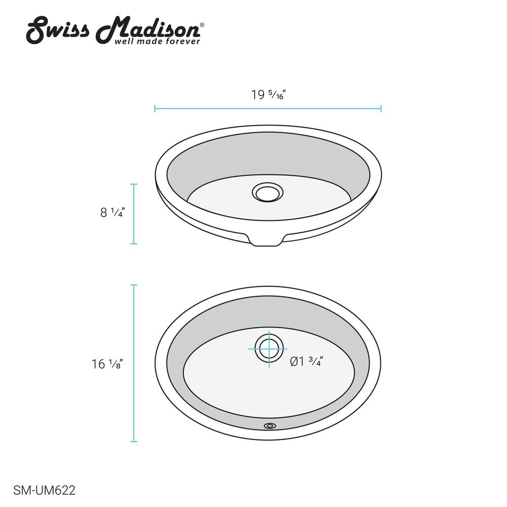 Monaco 19 Oval Under-Mount Bathroom Sink. Picture 15