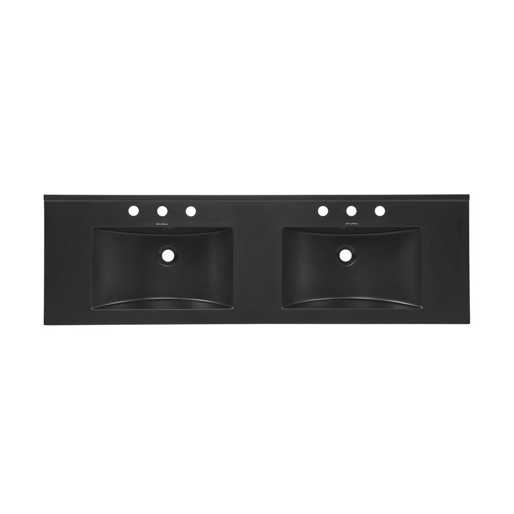 60 inch Vanity Top Bathroom Sink in Matte Black with 3 Holes. Picture 2