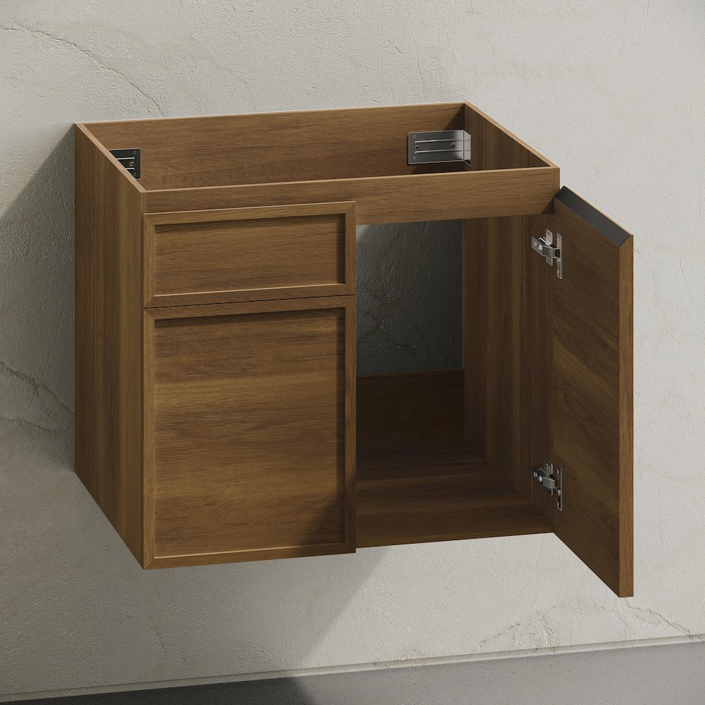 St. Tropez 24" Wall-Mounted Bathroom Vanity Cabinet without Top in Brown Oak. Picture 4