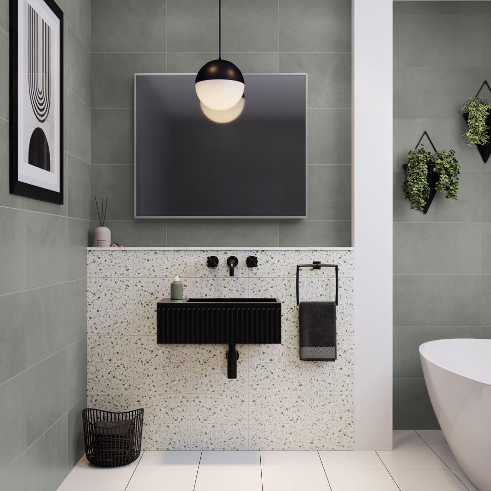 Delice 24" Rectangle Wall-Mount Bathroom Sink in Matte Black. Picture 2