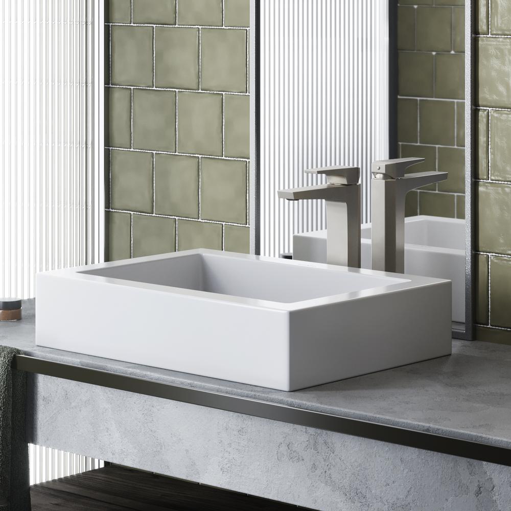 Voltaire Ceramic Rectangle Vessel Sink. Picture 15