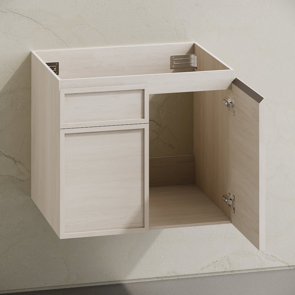 St. Tropez 24" Wall-Mounted Bathroom Vanity Cabinet without Top in White Oak. Picture 4