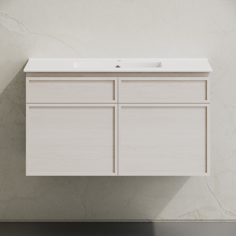 St. Tropez 36" Wall-Mounted Bathroom Vanity in White Oak with Sink Top. Picture 6