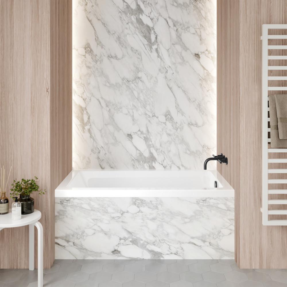54" x 30" Acrylic Glossy White, Alcove, Integral Right-Hand Drain, Bathtub. Picture 2