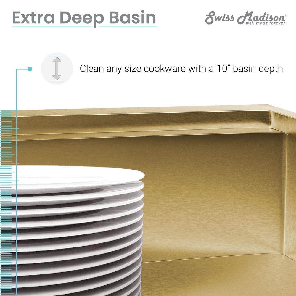 Stainless Steel, Single Basin, Undermount Kitchen Workstation Sink in Gold. Picture 17