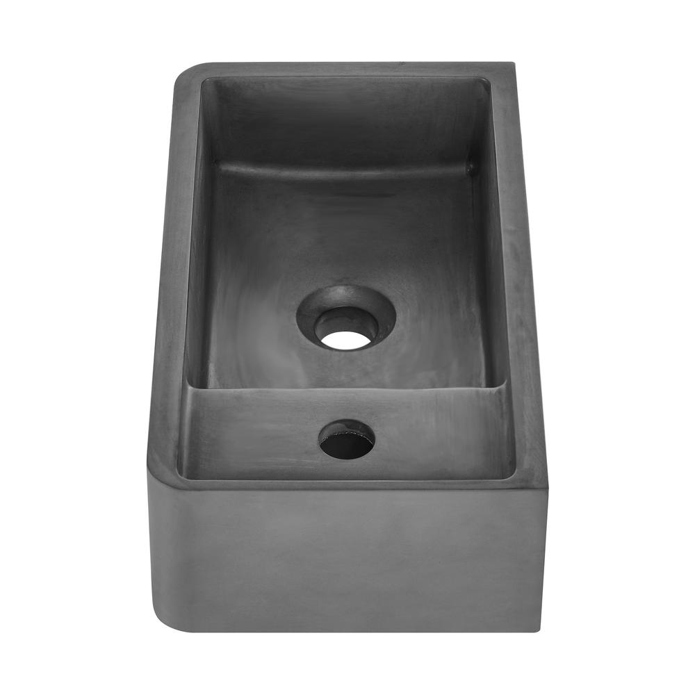 Lisse 17.5” Rectangle Concrete Wall-Mount Bathroom Sink in Dark Grey. Picture 4