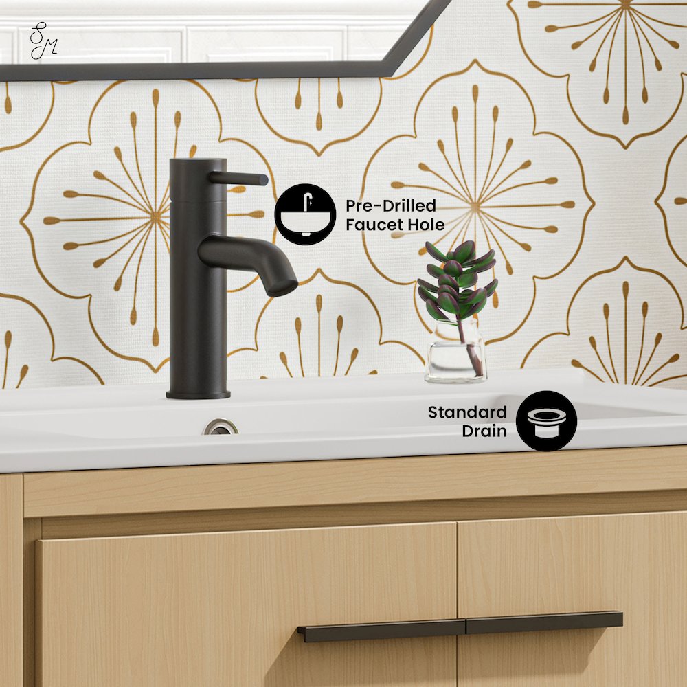 Virage 30" Freestanding Bathroom Vanity in Natural Oak with Sink Top. Picture 9