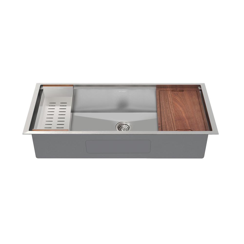 Rivage 45 x 19 Single Basin Undermount Kitchen Workstation Sink. Picture 4