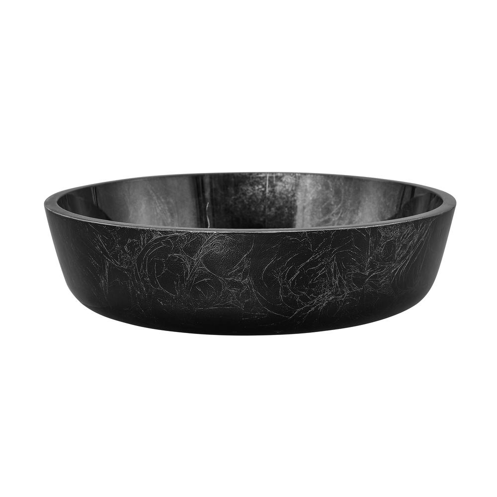 Avallon 16.5 " Round Glass Vessel Sink, Black. Picture 4