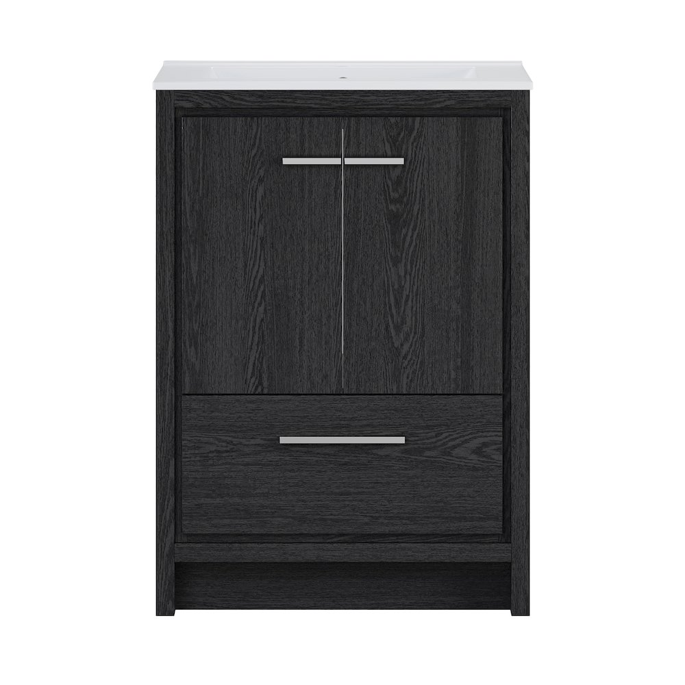 Virage 24" Freestanding Bathroom Vanity in Black Oak with Sink Top. Picture 1