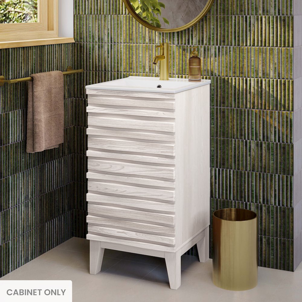 Cascade 18" Freestanding Bathroom Vanity Cabinet without Top in White Oak. Picture 2