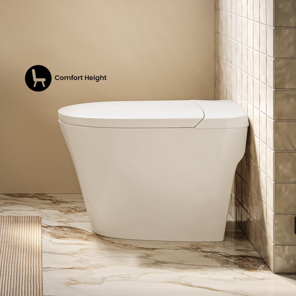 Hugo One-Piece 12" Rough-in 1.1 GPF Top Flush Elongated Toilet in Glossy White. Picture 4