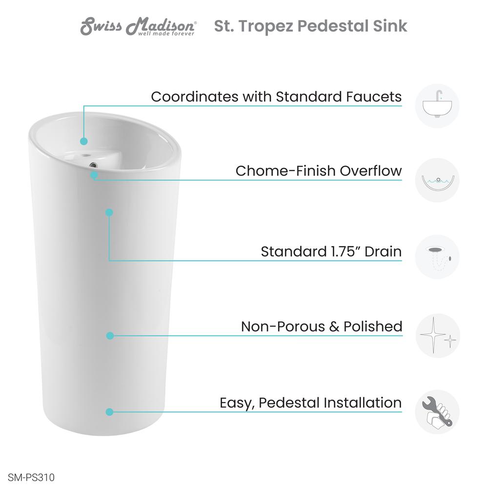 St. Tropez Circular One Piece Pedestal Sink. Picture 8