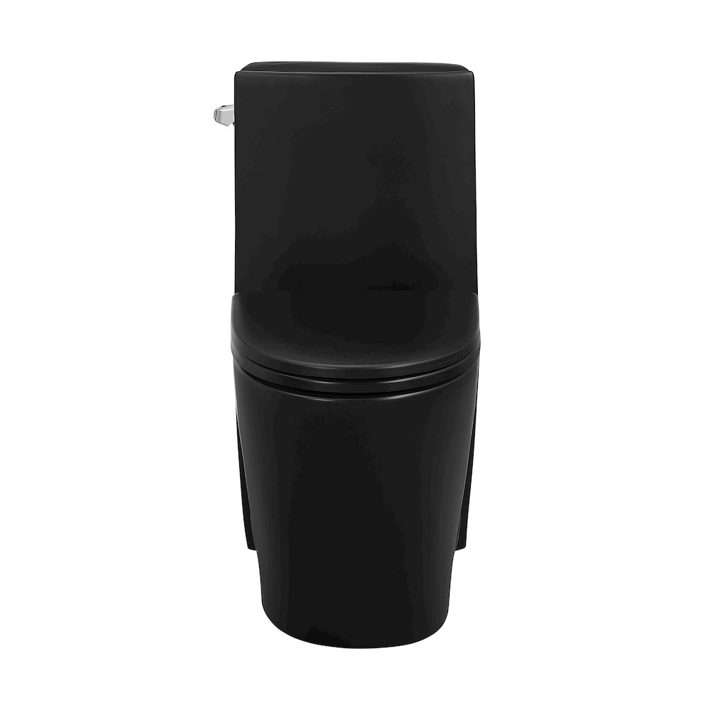One-Piece 14" Rough-in 1.28 GPF Left Flush Elongated Toilet in Matte Black. Picture 8