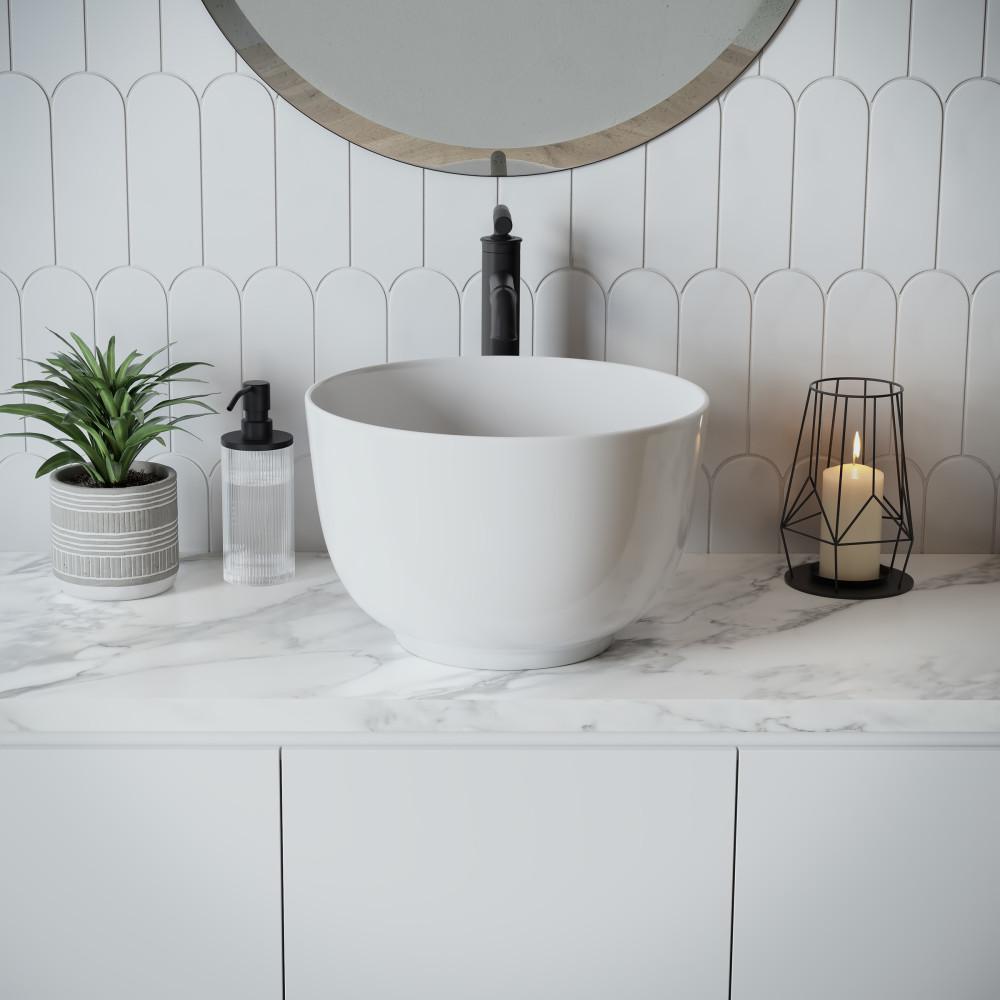 Calice 15'' Vessel Sink in White. Picture 2
