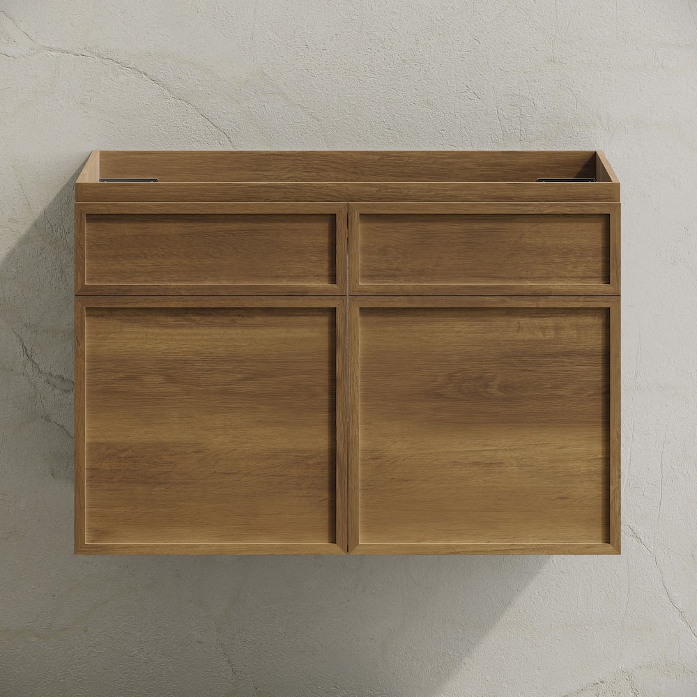 St. Tropez 30" Wall-Mounted Bathroom Vanity Cabinet without Top in Brown Oak. Picture 6