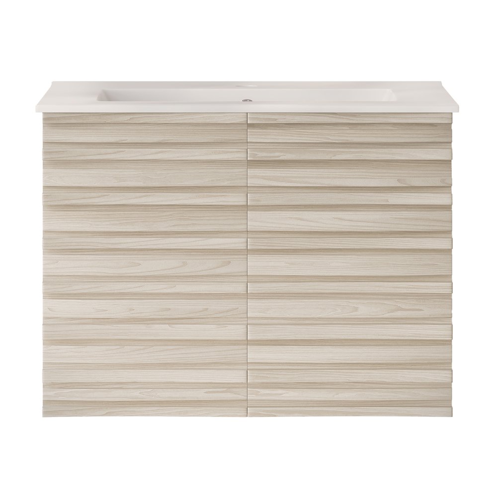 Cascade 30" Wall-Mounted Bathroom Vanity in White Oak with Sink Top. Picture 1