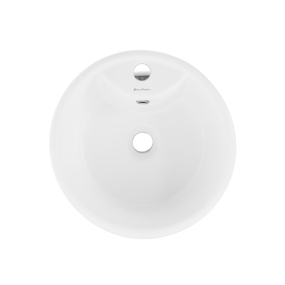 Monaco Circular Basin Pedestal Sink in Matte White. Picture 3
